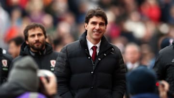 STOKE ON TRENT, ENGLAND - MARCH 04: Aitor Karanka, manager of Middlesbrough looks on during the Premier League match between Stoke City and Middlesbrough at Bet365 Stadium on March 4, 2017 in Stoke on Trent, England. (Photo by Jan Kruger/Getty Images)