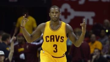 Oct 14, 2014; Cleveland, OH, USA; Cleveland Cavaliers guard Dion Waiters (3) dribbles against the Milwaukee Bucks at Quicken Loans Arena. Cleveland won 106-100. Mandatory Credit: David Richard-USA TODAY Sports