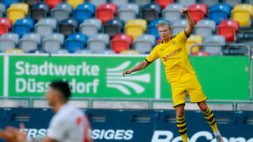 Erling Haaland's late goal gave Borussia Dortmund the win (Photo by LEON KUEGELER/POOL/AFP via Getty Images)