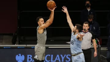 Dec 28, 2020; Brooklyn, New York, USA; Brooklyn Nets guard Landry Shamet (13) Mandatory Credit: Andy Marlin-USA TODAY Sports