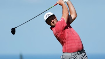 KAPALUA, HAWAII - JANUARY 10: Jon Rahm of Spain plays his shot from the 16th tee during the final round of the Sentry Tournament Of Champions at the Kapalua Plantation Course on January 10, 2021 in Kapalua, Hawaii. (Photo by Cliff Hawkins/Getty Images)