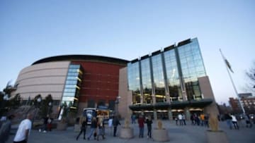Jan 25, 2015; Denver, CO, USA; Fans enter Pepsi Center before the game between the Denver Nuggets and the Washington Wizards. Mandatory Credit: Chris Humphreys-USA TODAY Sports