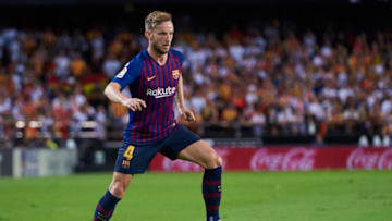 VALENCIA, SPAIN - OCTOBER 7: Ivan Rakitic, midfielder of FC Barcelona in action during the La Liga match between Valencia CF and FC Barcelona at Mestalla stadium on October 7, 2018 in Valencia, Spain. (Photo by Carlos Sanchez Martinez/Icon Sportswire via Getty Images)