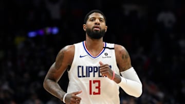 LOS ANGELES, CA - FEBRUARY 03: Paul George #13 of the Los Angeles Clippers reacts after scoring against the San Antonio Spurs at the end of the game at Staples Center on February 3, 2020 in Los Angeles, California. NOTE TO USER: User expressly acknowledges and agrees that, by downloading and/or using this Photograph, user is consenting to the terms and conditions of the Getty Images License Agreement. (Photo by Kevork Djansezian/Getty Images)