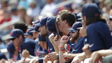 Jun 21, 2014; Omaha, NE, USA; Mississippi Rebels players watch the game in the bottom of the ninth inning against the Virginia Cavaliers during game twelve of the 2014 College World Series at TD Ameritrade Park Omaha. Virginia won 4-1. Mandatory Credit: Bruce Thorson-USA TODAY Sports