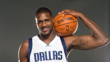 Sep 29, 2014; Dallas, TX, USA; Dallas Mavericks center Bernard James (5) poses for a portrait during media day at the American Airlines Center. Mandatory Credit: Jerome Miron-USA TODAY Sports