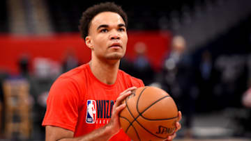 WASHINGTON, DC - FEBRUARY 26: Jerome Robinson #12 of the Washington Wizards warms up prior to playing against the Brooklyn Nets at Capital One Arena on February 26, 2020 in Washington, DC. NOTE TO USER: User expressly acknowledges and agrees that, by downloading and or using this photograph, User is consenting to the terms and conditions of the Getty Images License Agreement. (Photo by Will Newton/Getty Images)