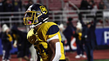 Moeller running back Jordan Marshall reacts during the Crusaders' state semifinal loss to Springfield Friday, Nov. 25, 2022.Moeller7