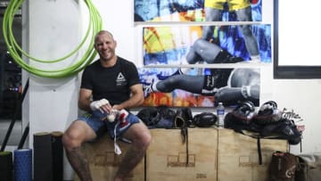 SINGAPORE, SINGAPORE - APRIL 25: Donald Cerrone cools down after an open workout on April 25, 2018 in Singapore. (Photo by Yong Teck Lim/Zuffa LLC)