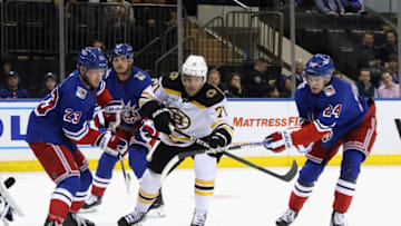 NEW YORK, NEW YORK - NOVEMBER 03: Taylor Hall #71 of the Boston Bruins skates against the New York Rangers at Madison Square Garden on November 03, 2022 in New York City. The Bruins defeated the Rangers 5-2. (Photo by Bruce Bennett/Getty Images)