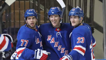 Ryan Strome and Tony DeAngelo of the New York Rangers (Photo by Bruce Bennett/Getty Images)