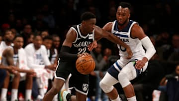Caris LeVert of the Brooklyn Nets in action against Josh Okogie and the Minnesota Timberwolves. (Photo by Jim McIsaac/Getty Images)