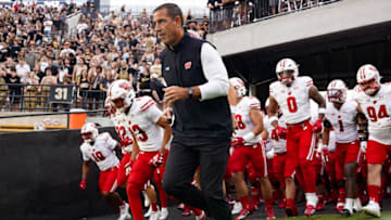 Sep 22, 2023; West Lafayette, Indiana, USA; Wisconsin Badgers head coach Luke Fickell leads his team onto the field prior to the game at Ross-Ade Stadium. Mandatory Credit: Robert Goddin-USA TODAY Sports