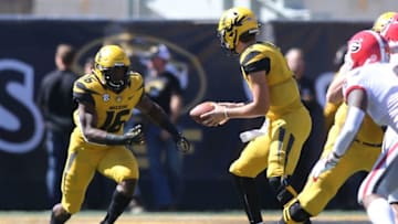 COLUMBIA, MO - SEPTEMBER 22: Missouri Tigers running back Damarea Crockett (16) prepares to receive the ball from quarterback Drew Lock (3) during the first half of a NCAA college football game against the Georgia Bulldogs, Saturday, Sept. 8, 2018, in Columbia Missouri. Missouri (Photo by Scott Kane/Icon Sportswire via Getty Images)