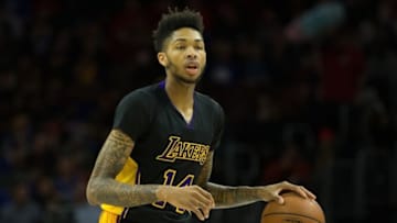Dec 16, 2016; Philadelphia, PA, USA; Los Angeles Lakers forward Brandon Ingram (14) in action against the Philadelphia 76ers during the second quarter at Wells Fargo Center. The Los Angeles Lakers won 100-89. Mandatory Credit: Bill Streicher-USA TODAY Sports