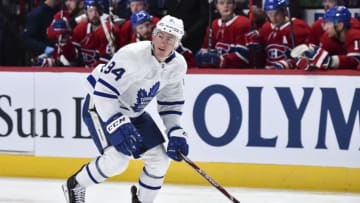 MONTREAL, QC - FEBRUARY 08: Tyson Barrie #94 of the Toronto Maple Leafs skates against the Montreal Canadiens during the second period at the Bell Centre on February 8, 2020 in Montreal, Canada. The Montreal Canadiens defeated the Toronto Maple Leafs 2-1 in overtime. (Photo by Minas Panagiotakis/Getty Images)