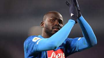 NAPLES, ITALY - JANUARY 13: Kalidou Koulibaly of SSC Napoli in action during the Coppa Italia match between SSC Napoli and US Sassuolo at Stadio San Paolo on January 13, 2019 in Naples, Italy. (Photo by Francesco Pecoraro/Getty Images)