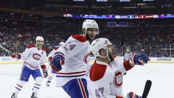 NEW YORK, NY - APRIL 16: Alexander Radulov #47 of the Montreal Canadiens celebrtaes his goal at 15:35 of the third period against the New York Rangers in Game Three of the Eastern Conference First Round during the 2017 NHL Stanley Cup Playoffs at Madison Square Garden on April 16, 2017 in New York City. The Canadiens defeated the Rangers 3-1. (Photo by Bruce Bennett/Getty Images)