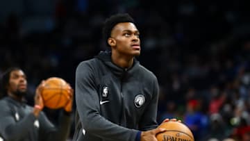 MINNEAPOLIS, MN - FEBRUARY 12: Jarred Vanderbilt #3 of the Minnesota Timberwolves. (Photo by David Berding/Getty Images)