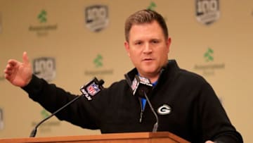 Green Bay Packers general manager Brian Gutekunst speaks March 14, 2019, at a press conference at Lambeau Field in Green Bay.Gpg Packers 031419 Abw079