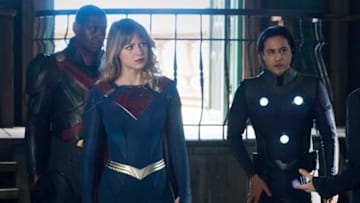 Supergirl -- “Rebirth” -- Image Number: SPG520B_0002r -- Pictured (L - R): David Harewood as Hank Henshaw/J’onn J’onzz, Melissa Benoist as Supergirl, and Jesse Rath as Brainiac-5 -- Photo: Dean Buscher/The CW -- © 2021 The CW Network, LLC. All Rights Reserved.