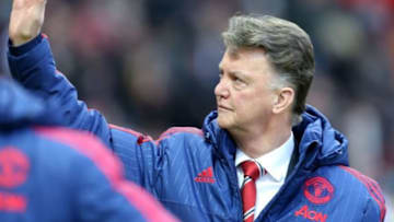 MANCHESTER, ENGLAND - JANUARY 23: Manager Louis van Gaal of Manchester United waves to the crowd ahead of the Barclays Premier League match between Manchester United and Southampton at Old Trafford on January 23, 2016 in Manchester, England. (Photo by Matthew Peters/Man Utd via Getty Images)