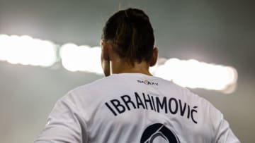 TORONTO, ON - SEPTEMBER 15: Zlatan Ibrahimovic (9) of LA Galaxy looks on against the Toronto FC on September 15, 2018, at BMO Field in Toronto, ON, Canada. (Photo by Kevin Sousa/Icon Sportswire via Getty Images)