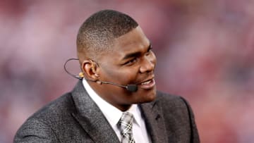 SAN FRANCISCO, CA - DECEMBER 23: ESPN personality Keyshawn Johnson looks on before the last regular season game played at Candlestick Park between the San Francisco 49ers and the Atlanta Falcons on December 23, 2013 in San Francisco, California. (Photo by Stephen Dunn/Getty Images)