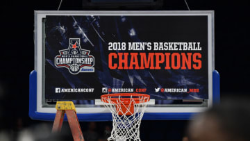 ORLANDO, FL - MARCH 11: A detailed view of the AAC Championship banner displayed on the backboard after du the final game of the 2018 AAC Basketball Championship between Cincinnati Bearcats and the Houston Cougarsa at Amway Center on March 11, 2018 in Orlando, Florida. (Photo by Mark Brown/Getty Images) *** Local Caption ***