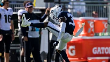 STATE COLLEGE, PA - OCTOBER 05: Lamont Wade #38 of the Penn State Nittany Lions celebrates after a sack against the Purdue Boilermakers during the second half at Beaver Stadium on October 5, 2019 in State College, Pennsylvania. (Photo by Scott Taetsch/Getty Images)