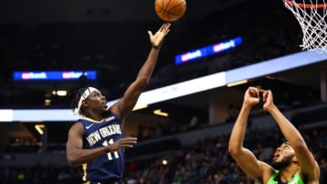 MINNEAPOLIS, MN - JANUARY 12: Jrue Holiday #11 of the New Orleans (Photo by David Berding/Getty Images)