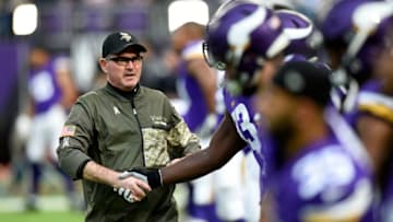 MINNEAPOLIS, MN - NOVEMBER 19: Minnesota Vikings head coach Mike Zimmer shakes hands with a line of Vikings players before the game against the Los Angeles Rams on November 19, 2017 at U.S. Bank Stadium in Minneapolis, Minnesota. (Photo by Hannah Foslien/Getty Images)