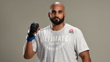 EDMONTON, AB - SEPTEMBER 09: Arjan Singh Bhullar of Canada poses for a post fight portrait backstage during the UFC 215 event inside the Rogers Place on September 9, 2017 in Edmonton, Alberta, Canada. (Photo by Mike Roach/Zuffa LLC/Zuffa LLC via Getty Images)