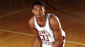 Kobe Bryant photographed on court at Lower Merion High SchoolKobe Prep Boysfront 08 S Bko Usa Pa
