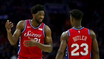 Philadelphia 76ers, Joel Embiid and Jimmy Butler (Photo by Mitchell Leff/Getty Images)