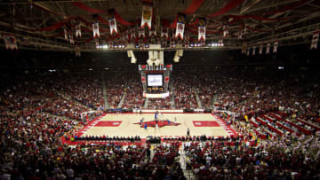 FAYETTEVILLE, AR - FEBRUARY 18: Bud Walton Arena, Home of the Arkansas Razorbacks sold out for a game against the Florida Gators on February 18, 2012 in Fayetteville, Arkansas. The Gators defeated the Razorbacks 98-68. (Photo by Wesley Hitt/Getty Images)