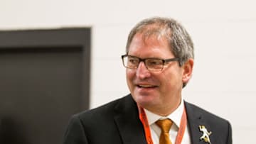 Oct 30, 2016; Cleveland, OH, USA; Cleveland Browns former quarterback Bernie Kosar during halftime between the Cleveland Browns and the New York Jets at FirstEnergy Stadium. The Jets won 31-28. Mandatory Credit: Scott R. Galvin-USA TODAY Sports