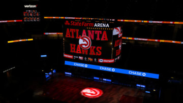 ATLANTA, GA - FEBRUARY 04: A general view of the court prior to the game between the Utah Jazz and Atlanta Hawks at State Farm Arena on February 4, 2021 in Atlanta, Georgia. NOTE TO USER: User expressly acknowledges and agrees that, by downloading and/or using this photograph, user is consenting to the terms and conditions of the Getty Images License Agreement. (Photo by Todd Kirkland/Getty Images)