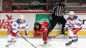 Nico Hischier #13 of the New Jersey Devils (Photo by Bruce Bennett/Getty Images)