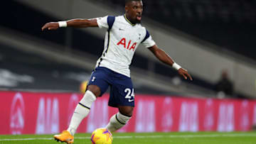 LONDON, ENGLAND - JANUARY 28: Serge Aurier of Tottenham Hotspur during the Premier League match between Tottenham Hotspur and Liverpool at Tottenham Hotspur Stadium on January 28, 2021 in London, England. Sporting stadiums around the UK remain under strict restrictions due to the Coronavirus Pandemic as Government social distancing laws prohibit fans inside venues resulting in games being played behind closed doors. (Photo by Catherine Ivill/Getty Images)