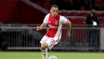 AMSTERDAM, NETHERLANDS - SEPTEMBER 26: Sergino Dest of Ajax during the Dutch Eredivisie match between Ajax v Vitesse at the Johan Cruijff Arena on September 26, 2020 in Amsterdam Netherlands (Photo by Soccrates/Getty Images)