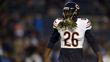 Nov 9, 2015; San Diego, CA, USA; Chicago Bears strong safety Antrel Rolle (26) looks on before the game against the San Diego Chargers at Qualcomm Stadium. Mandatory Credit: Jake Roth-USA TODAY Sports