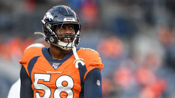 DENVER, CO - OCTOBER 17: Von Miller #58 of the Denver Broncos stands on the field as he warms up before a game against the Kansas City Chiefs at Empower Field at Mile High on October 17, 2019 in Denver, Colorado. (Photo by Dustin Bradford/Getty Images)