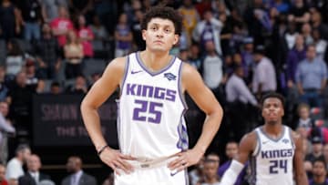 SACRAMENTO, CA - OCTOBER 26: Justin Jackson #25 of the Sacramento Kings looks on during the game against the Washington Wizards on October 26, 2018 at Golden 1 Center in Sacramento, California. NOTE TO USER: User expressly acknowledges and agrees that, by downloading and or using this photograph, User is consenting to the terms and conditions of the Getty Images Agreement. Mandatory Copyright Notice: Copyright 2018 NBAE (Photo by Rocky Widner/NBAE via Getty Images)