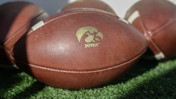 LINCOLN, NE - NOVEMBER 24: General view of footballs used by the Iowa Hawkeyes before the game against the Nebraska Cornhuskers at Memorial Stadium on November 24, 2017 in Lincoln, Nebraska. (Photo by Steven Branscombe/Getty Images)