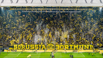 DORTMUND, GERMANY - NOVEMBER 25: The choreo of Borussia Dortmund's fans prior to the Bundesliga match between Borussia Dortmund and FC Schalke 04 at the Signal Iduna Park on November 25, 2017 in Dortmund, Germany. (Photo by Alexandre Simoes/Borussia Dortmund/Getty Images)