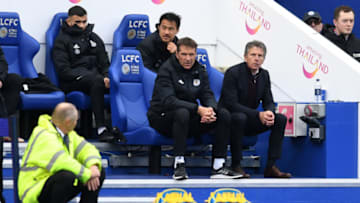 LEICESTER, ENGLAND - OCTOBER 06: Claude Puel, Manager of Leicester City looks on during the Premier League match between Leicester City and Everton FC at The King Power Stadium on October 6, 2018 in Leicester, United Kingdom. (Photo by Michael Regan/Getty Images)