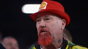 SEVILLE, SPAIN - FEBRUARY 21: A Manchester United fan look on during the UEFA Champions League Round of 16 First Leg match between Sevilla FC and Manchester United at Estadio Ramon Sanchez Pizjuan on February 21, 2018 in Seville, Spain. (Photo by Aitor Alcalde/Getty Images)