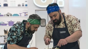 CRIME SCENE KITCHEN: L-R: Contestants Fadi and T in the “Not So Simple” episode of CRIME SCENE KITCHEN airing Monday, June 19 (8:00-9:00 PM ET/PT) on FOX. CR: Steve Dietl /FOX. ©2023 FOX Media LLC.
