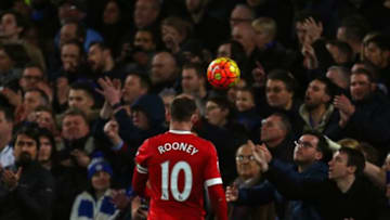 LONDON, ENGLAND - FEBRUARY 07 : Wayne Rooney of Manchester United heads towards the Chelsea fans to collect the ball during the Barclays Premier League match between Chelsea and Manchester United at Stamford Bridge on February 7, 2016 in London, England. (Photo by Catherine Ivill - AMA/Getty Images)